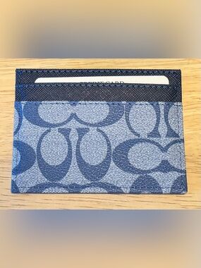 Coach Blue Denim Signature Card Case NEW